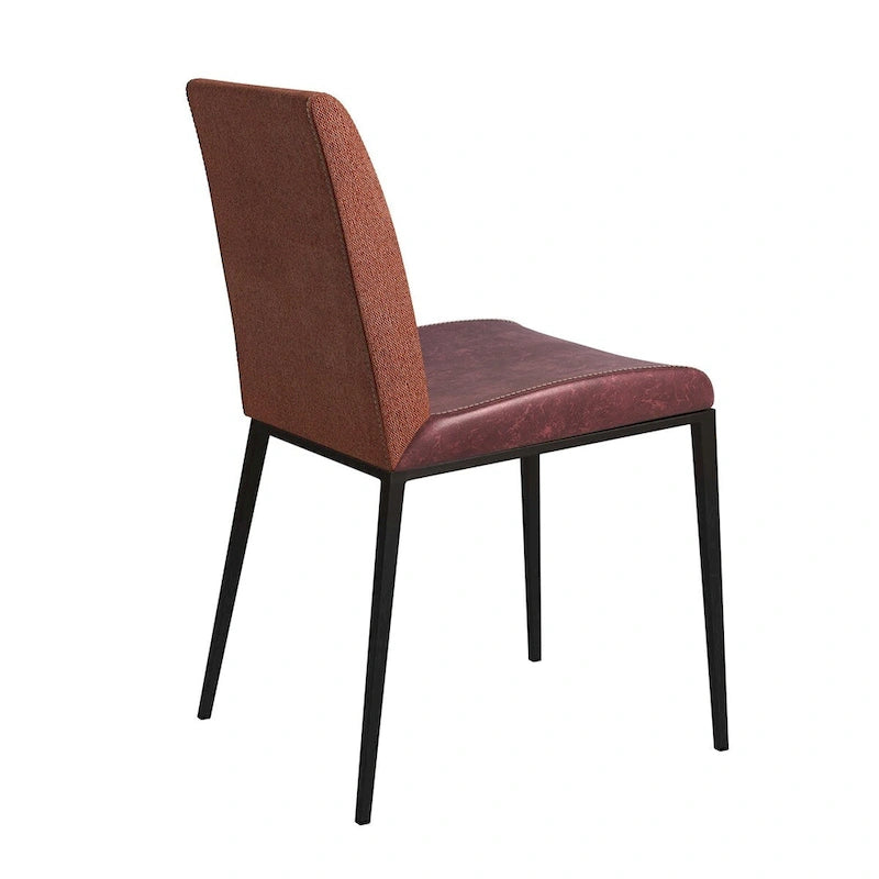 Set of 2 Faux Leather and Fabric Dining Chairs with Steel Frame