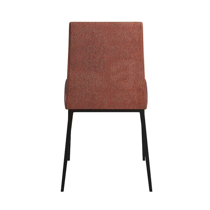 Set of 2 Faux Leather and Fabric Dining Chairs with Steel Frame