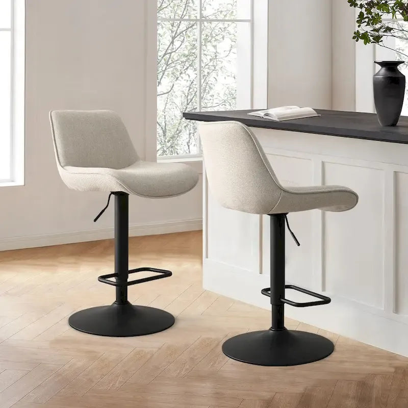 Adjustable Height Swivel Bar Stool with Vinyl Seat, Set of 2