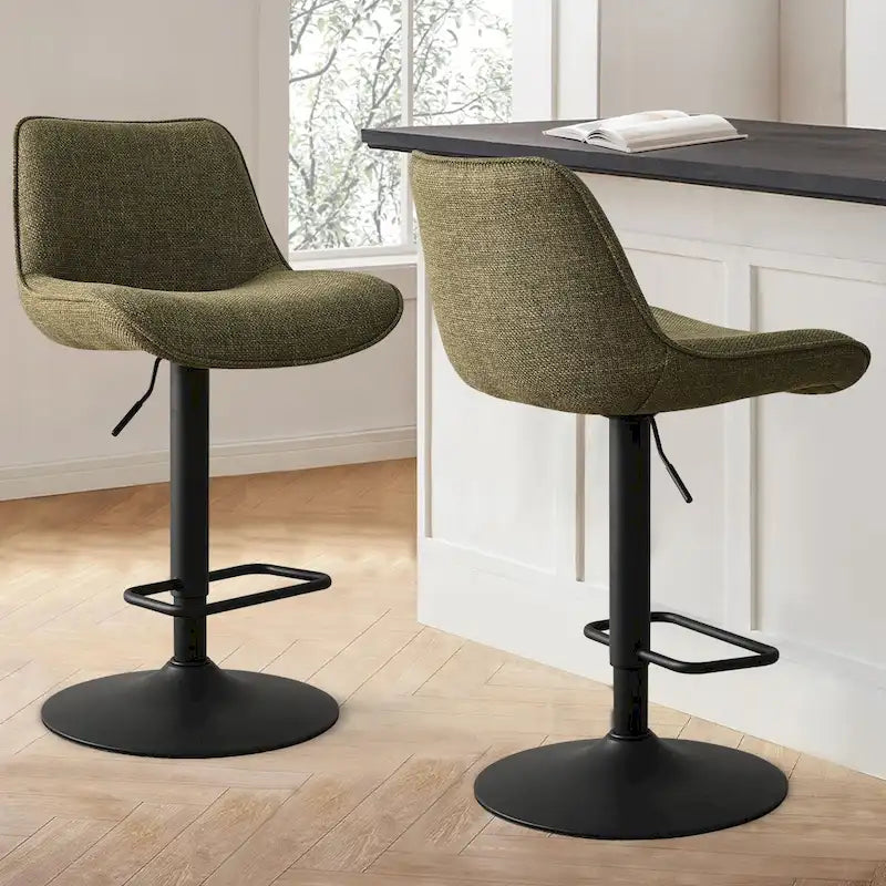 Adjustable Height Swivel Bar Stool with Vinyl Seat, Set of 2