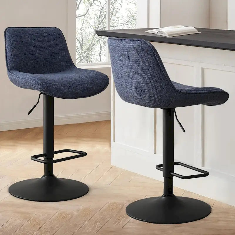 Adjustable Height Swivel Bar Stool with Vinyl Seat, Set of 2