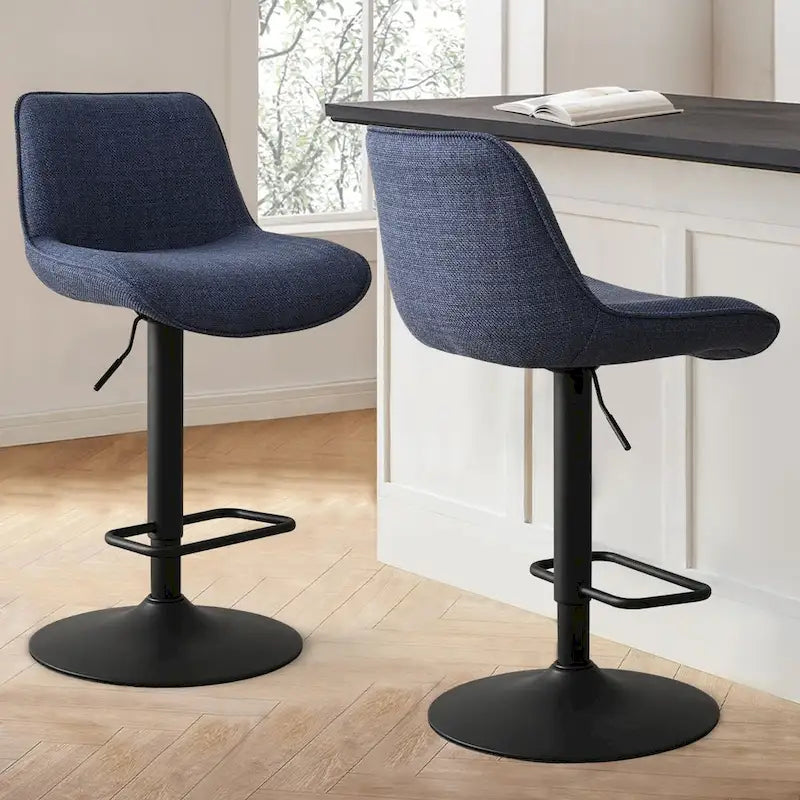Adjustable Height Swivel Bar Stool with Vinyl Seat, Set of 2