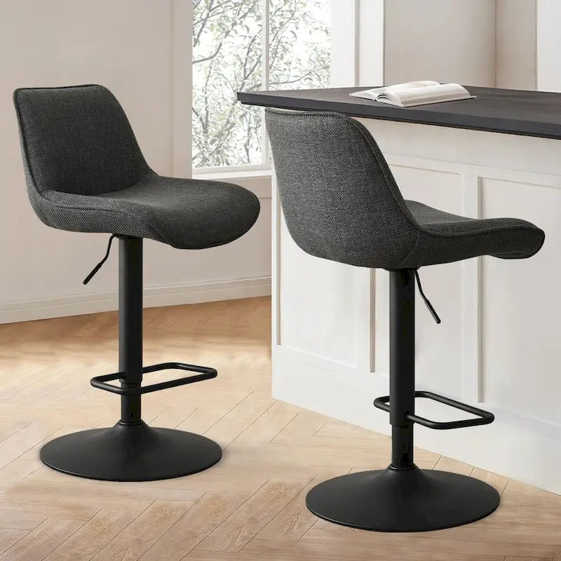 Adjustable Height Swivel Bar Stool with Vinyl Seat, Set of 2