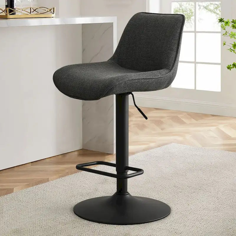Adjustable Height Swivel Bar Stool with Vinyl Seat, Set of 2