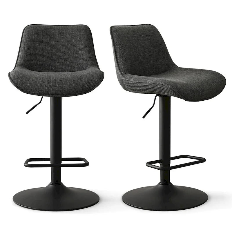 Adjustable Height Swivel Bar Stool with Vinyl Seat, Set of 2