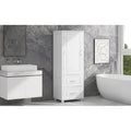 Tall Freestanding Bathroom Cabinet with 2 Drawers and Adjustable Shelves