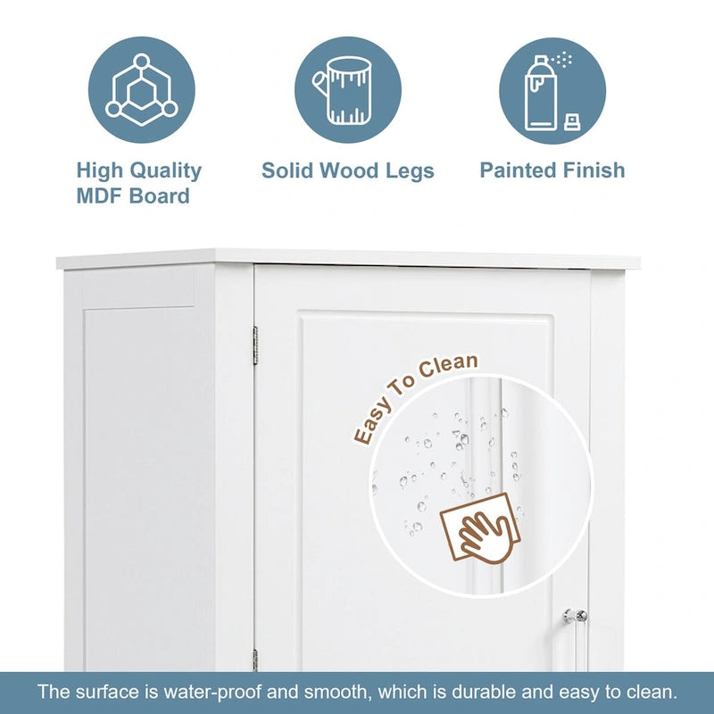 Tall Freestanding Bathroom Cabinet with 2 Drawers and Adjustable Shelves