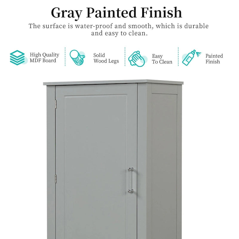 Tall Freestanding Bathroom Cabinet with 2 Drawers and Adjustable Shelves