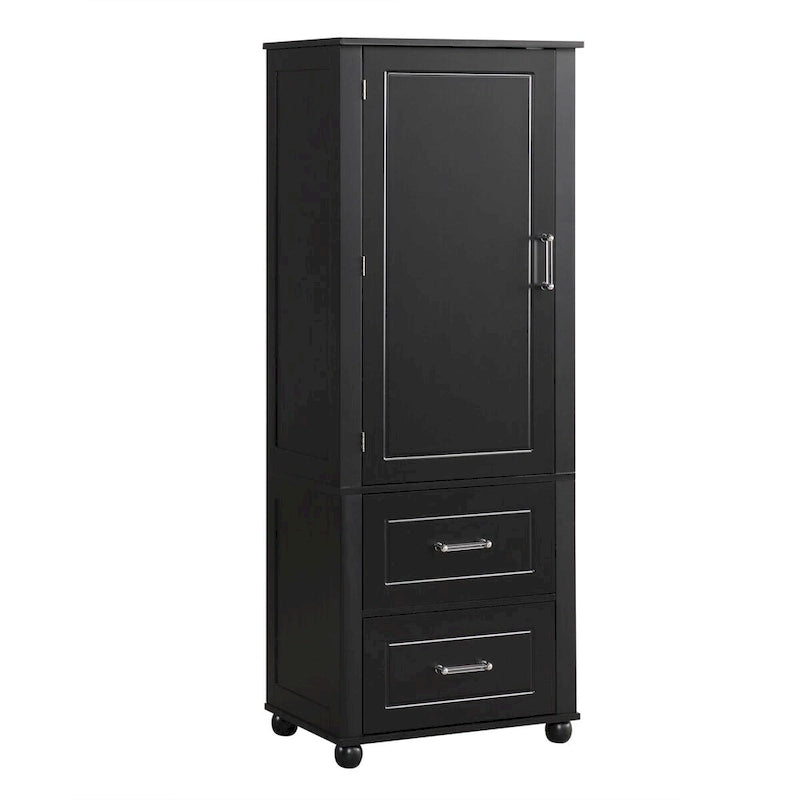 Tall Freestanding Bathroom Cabinet with 2 Drawers and Adjustable Shelves