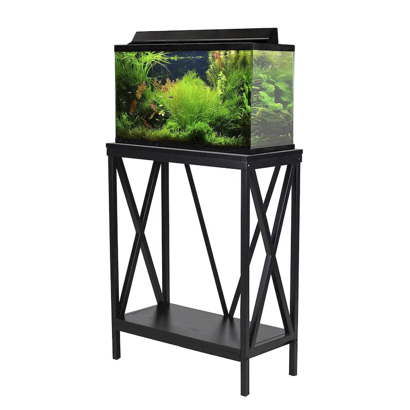 20-Gallon Steel X-Frame Fish Tank Stand with Black Powder Coat Finish
